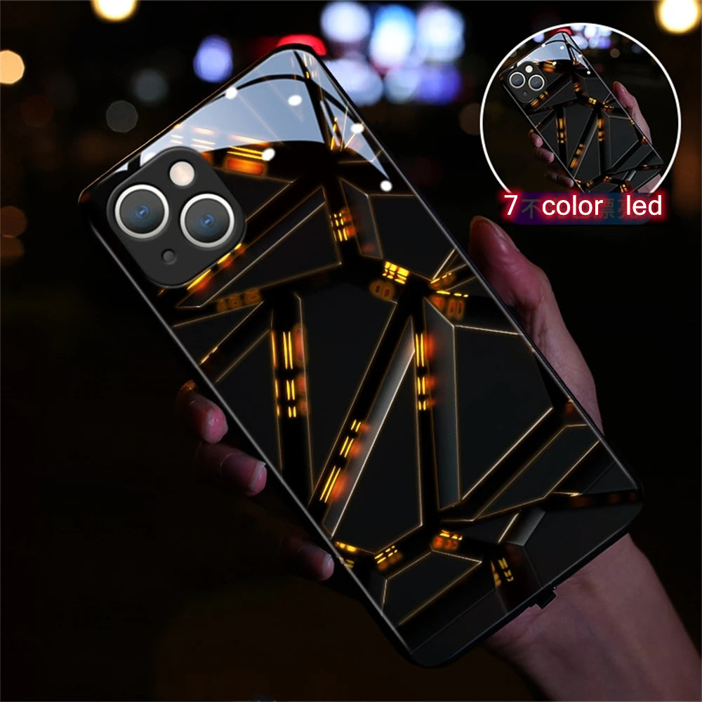 Luxury Ultra-Thin Apple iPhone LED Call Light Case with Camera Lens Protection: Punk Mecha Armor Protective Cover for iPhone 16/15/14/13/12 Pro Max Plus Mini - MagSafe Compatible