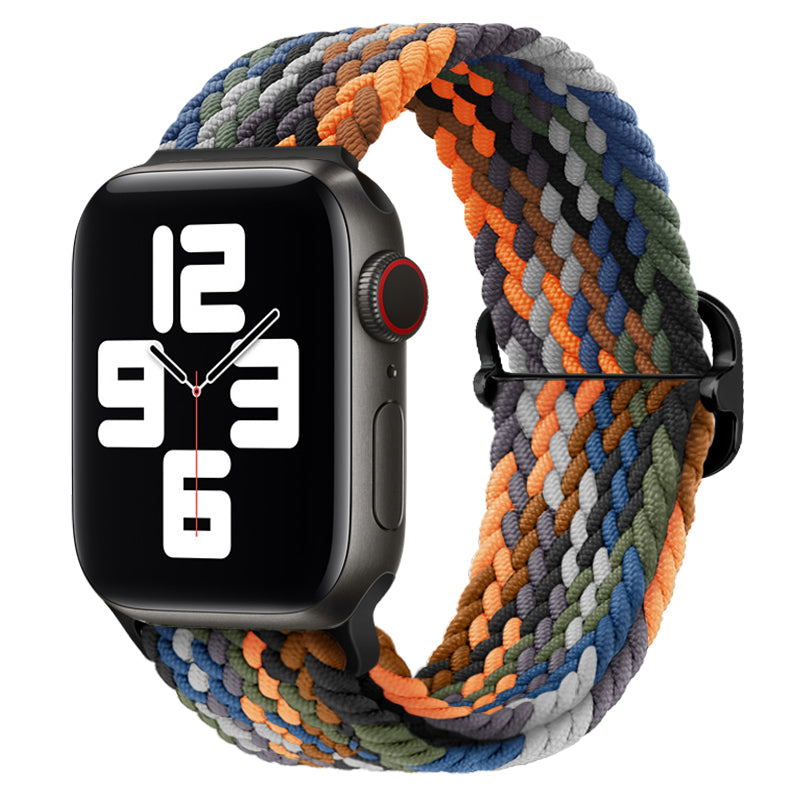 Luxus Nylon geflochtene Solo-Schlaufe für Apple Watch Armband 45mm 44mm 40mm Serie 9 8 7 6 5 4 SE2 Ultra | Verstellbares