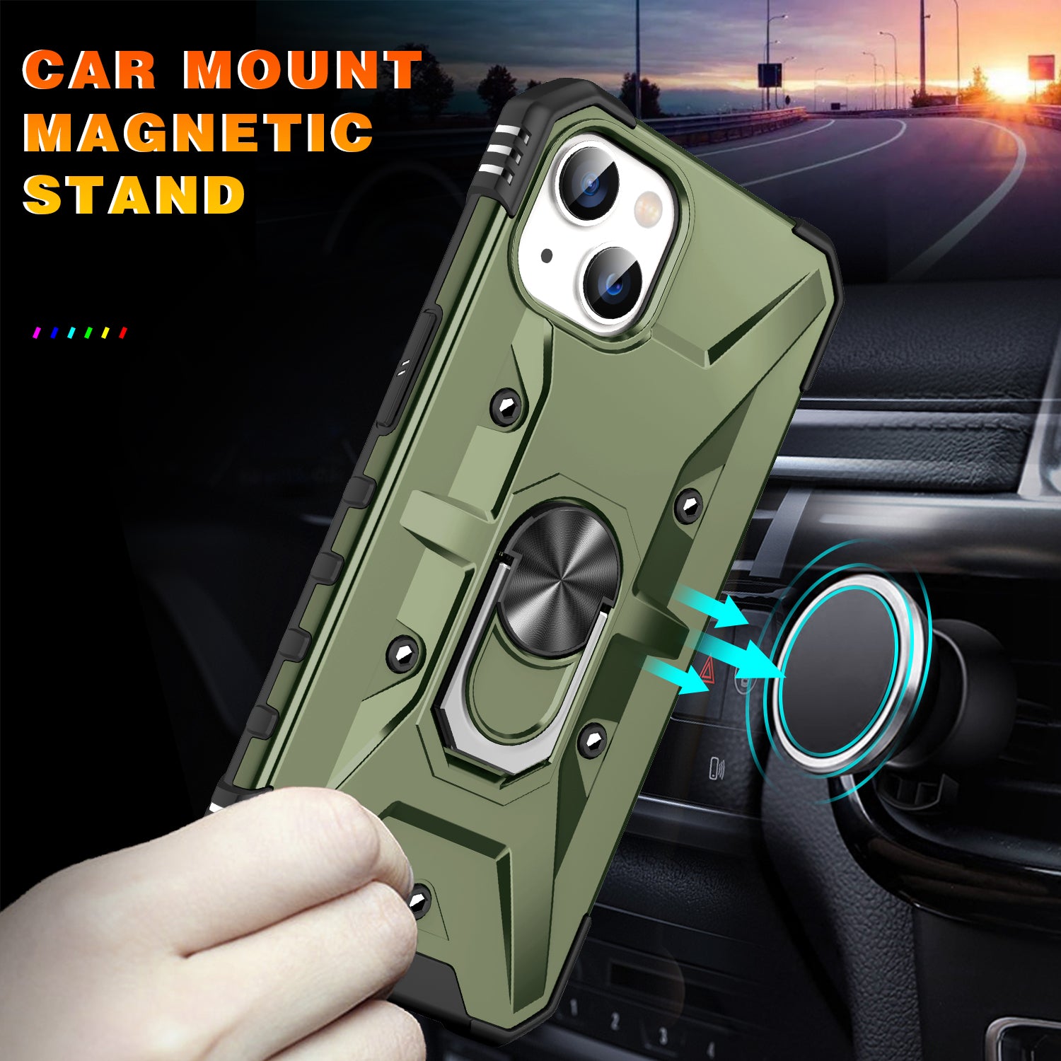 High-Quality Military Armor Protection iPhone Case with Camera Lens Cover and Built-in Kickstand | MagSafe Compatible Full Body Protective Cover for Apple iPhone 16/15/14/13/12 Pro Max Plus Mini | Armor Case