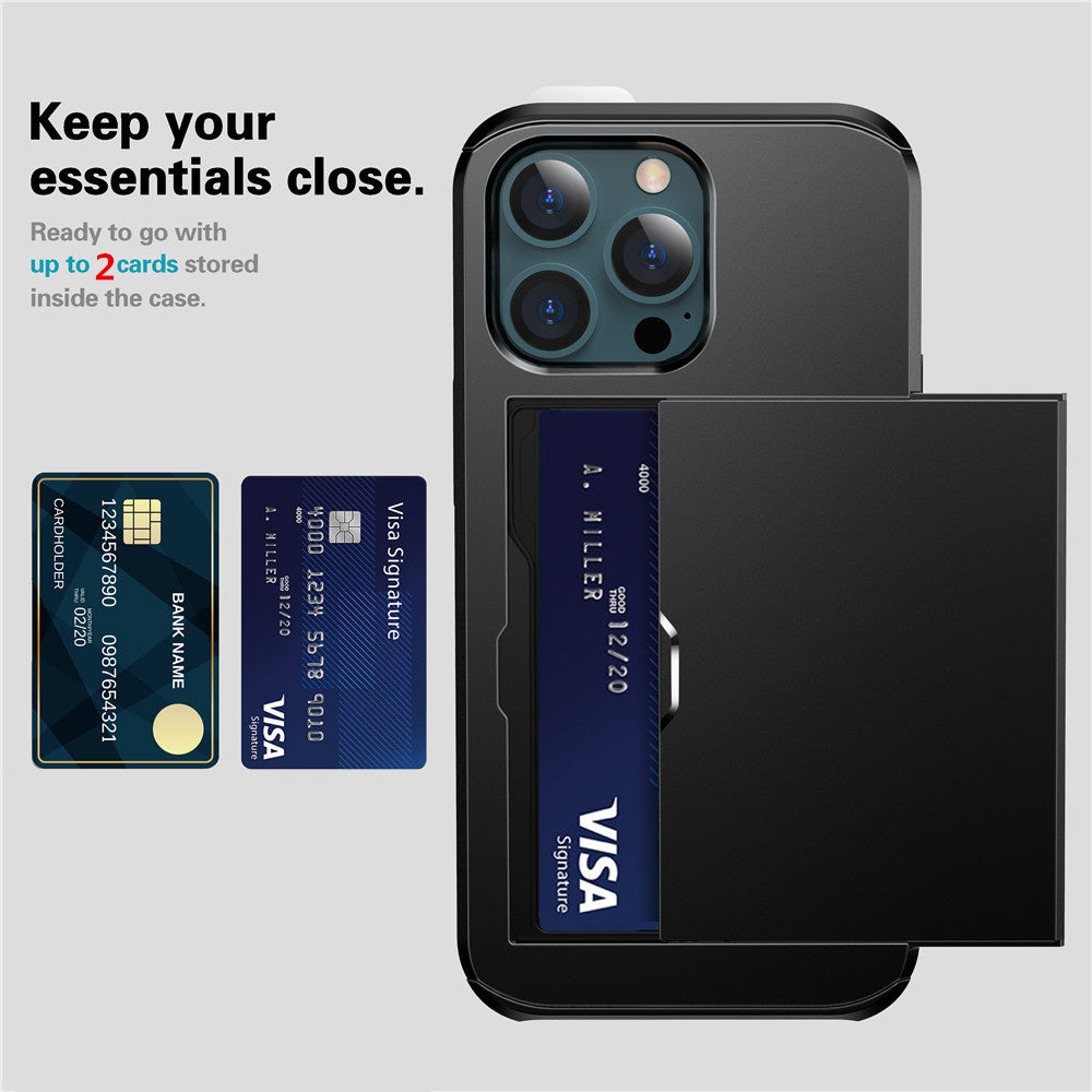 Premium Wallet iPhone Case with Card Slot and Credit Card Holder | Dual Layer Slider iPhone Case with Camera Lens Protector for Apple iPhone 16/16e, 15, 14, 13, 12 Pro Max, Pro, Plus & Mini | MagSafe Cover | Heavy Duty Phone Case | Protective Wallet Case