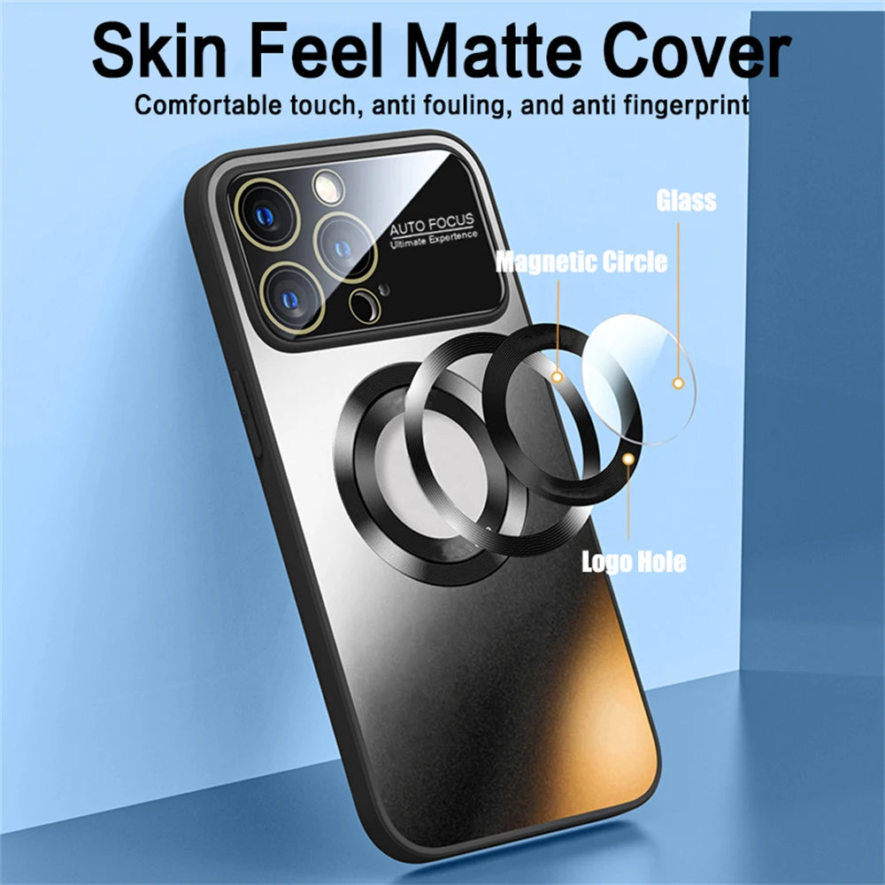 High-Quality Matte Magnetic iPhone Case with MagSafe for Apple iPhone 16/15/14/13/12 Pro Max Plus Mini | Glass Lens Camera Protection Cover, Armor Protective Case, Shockproof and Stylish Phone Case | Limited Edition