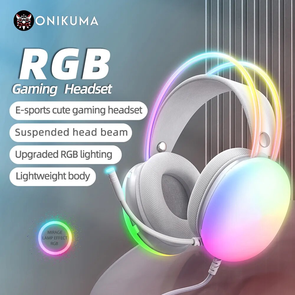 Premium Onikuma 2024 Neues Headset: Voll RGB PC Gaming Kopfhörer mit RGB-Leuchten für Gamerkollegen | Limitierte Auflage