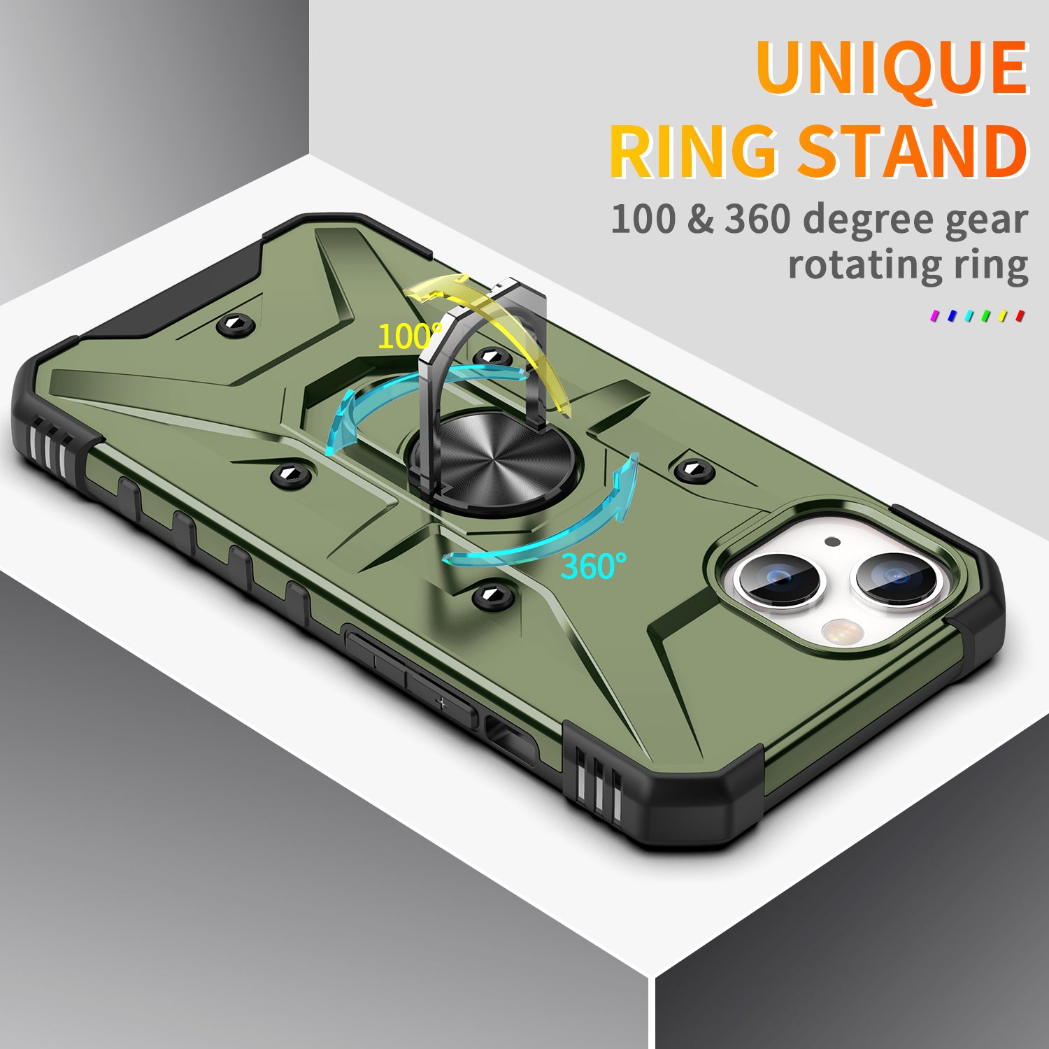 High-Quality Military Armor Protection iPhone Case with Camera Lens Cover and Built-in Kickstand | MagSafe Compatible Full Body Protective Cover for Apple iPhone 16/15/14/13/12 Pro Max Plus Mini | Armor Case