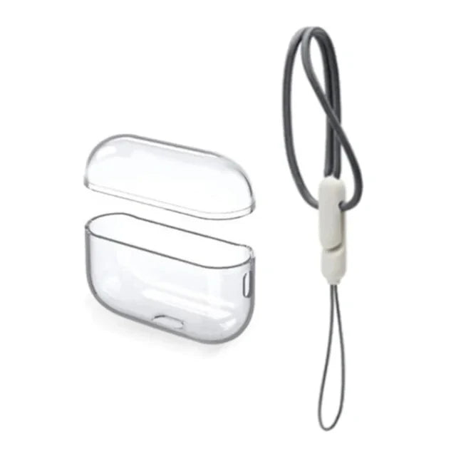 High-Quality Clear Silicone Case for Apple AirPods Pro 4/3/2/1 and Pro Series 2024/2022/2021/2019/2016 | Transparent, Soft TPU Protective Case with Rope - Accessories for AirPods