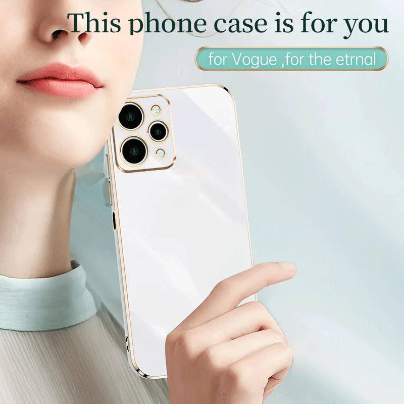 High-Quality Solid Color Square Coating: Glossy, Shockproof Silicone iPhone Case | MagSafe Case with 360-Degree Protection and Camera Lens Protection for iPhone 16/15/14/13/12 Pro Max, Plus, Mini Cover | Armor Case and Bumper Cover Protective Case