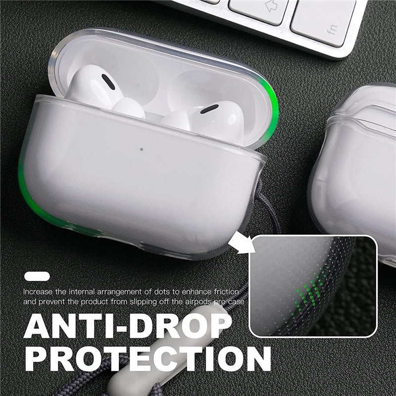 High-Quality Clear Silicone Case for Apple AirPods Pro 4/3/2/1 and Pro Series 2024/2022/2021/2019/2016 | Transparent, Soft TPU Protective Case with Rope - Accessories for AirPods