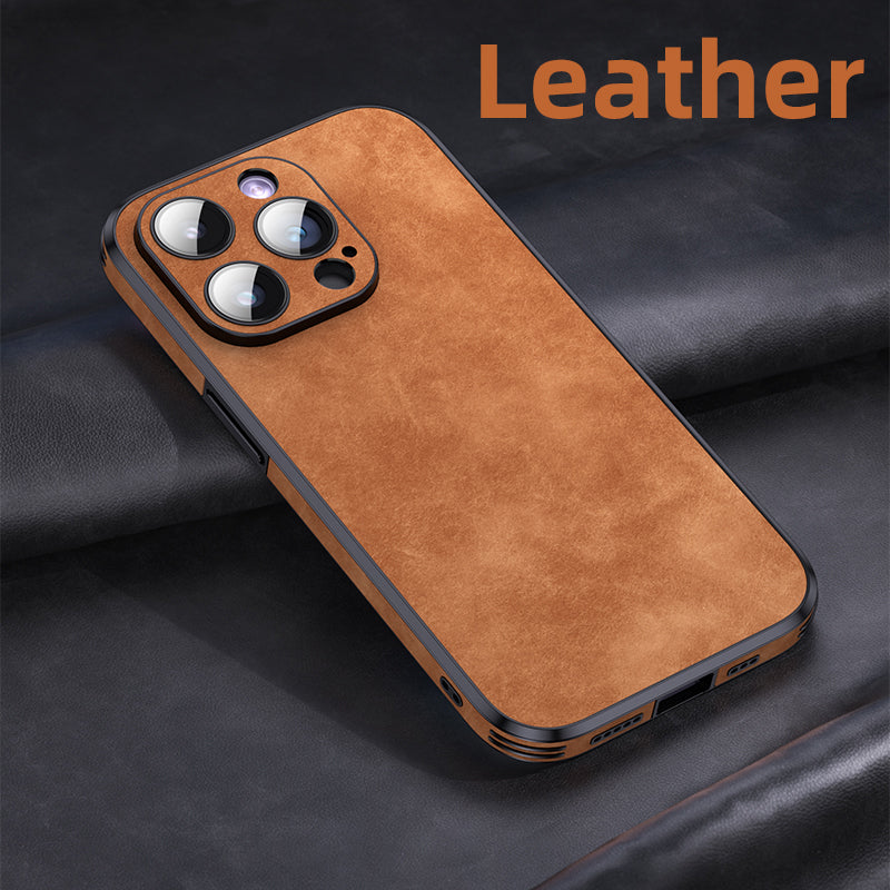 High-Quality Leather iPhone Case with Shockproof Camera Cover | MagSafe Compatible for Apple iPhone 16/15/14/13 Pro Max Plus Mini | Armor Protective Cover