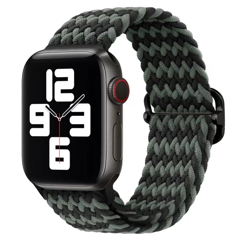 Luxus Nylon geflochtene Solo-Schlaufe für Apple Watch Armband 45mm 44mm 40mm Serie 9 8 7 6 5 4 SE2 Ultra | Verstellbares