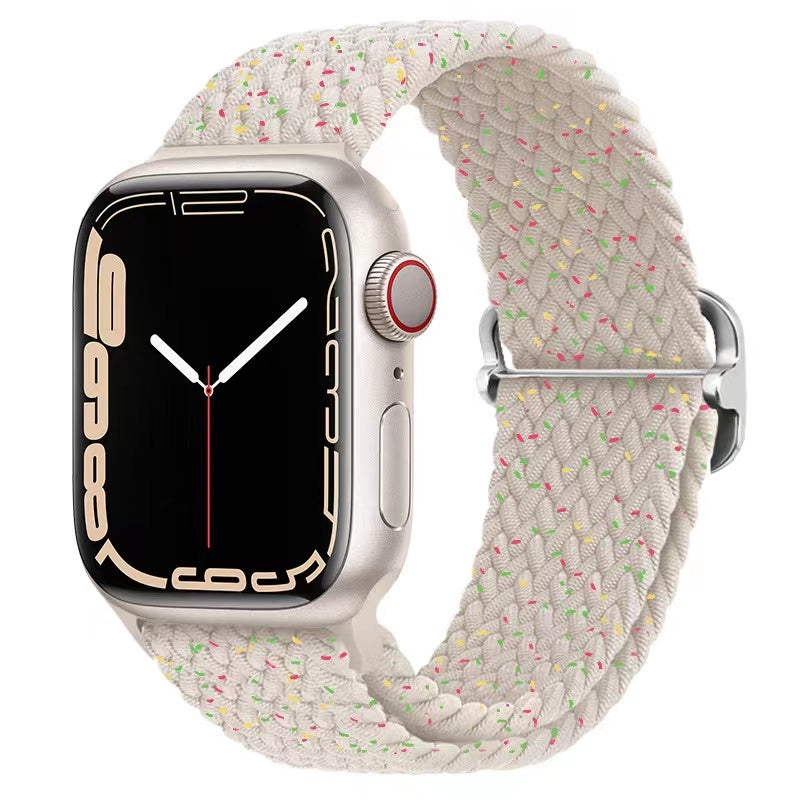 Luxus Nylon geflochtene Solo-Schlaufe für Apple Watch Armband 45mm 44mm 40mm Serie 9 8 7 6 5 4 SE2 Ultra | Verstellbares