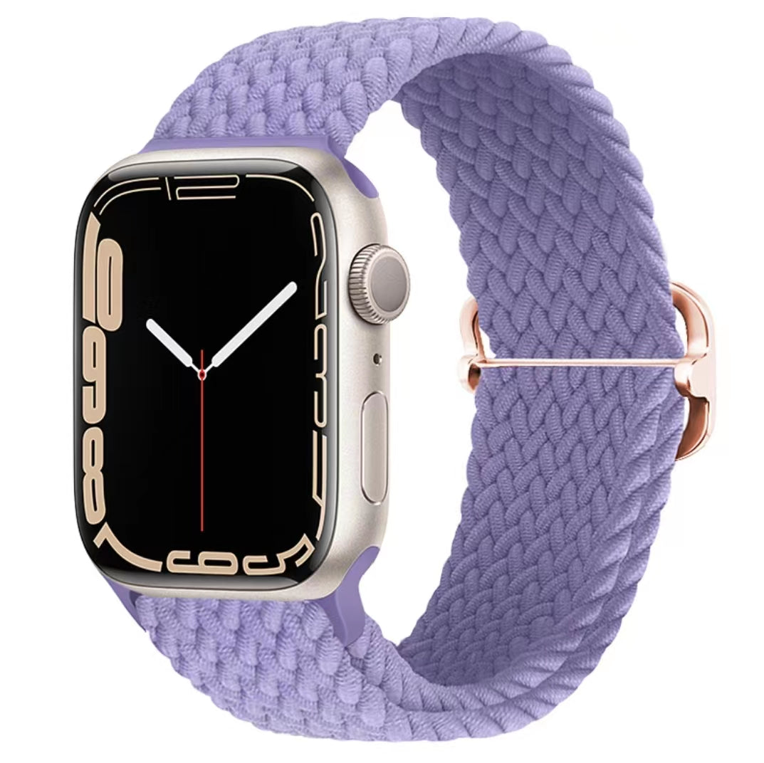 Luxus Nylon geflochtene Solo-Schlaufe für Apple Watch Armband 45mm 44mm 40mm Serie 9 8 7 6 5 4 SE2 Ultra | Verstellbares