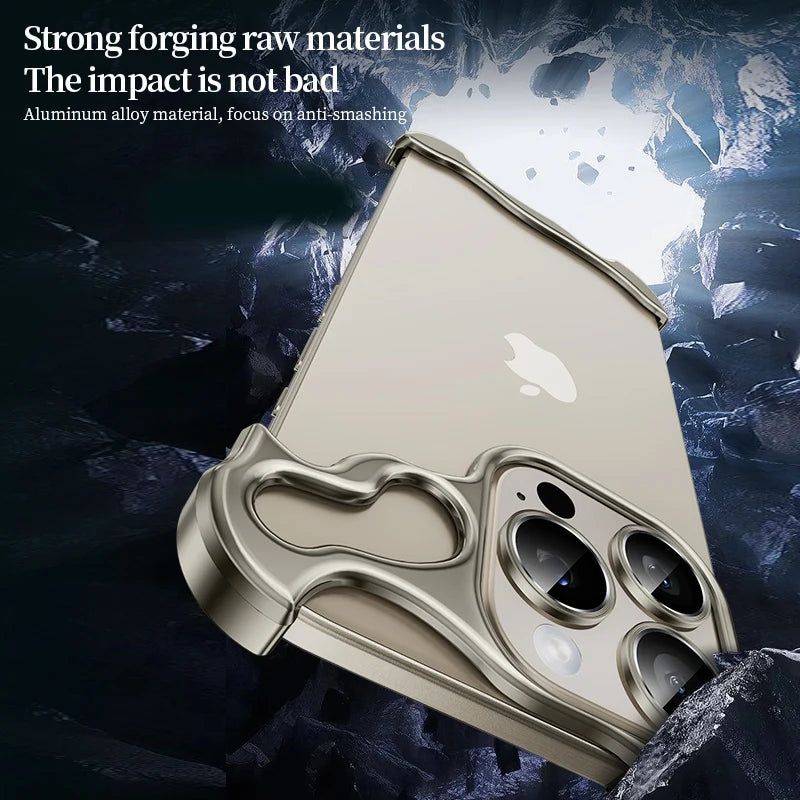 Premium Ultra-Thin Magnetic Frameless Matte Metal Aluminium Alloy Bumper, Shockproof Metal Cover iPhone Case | MagSafe Case with 360-Degree Protection & Camera Lens Cover for Apple iPhone 16/15/14/13/12 Pro Max, Pro, Plus, e & Mini Shockproof Phone Case