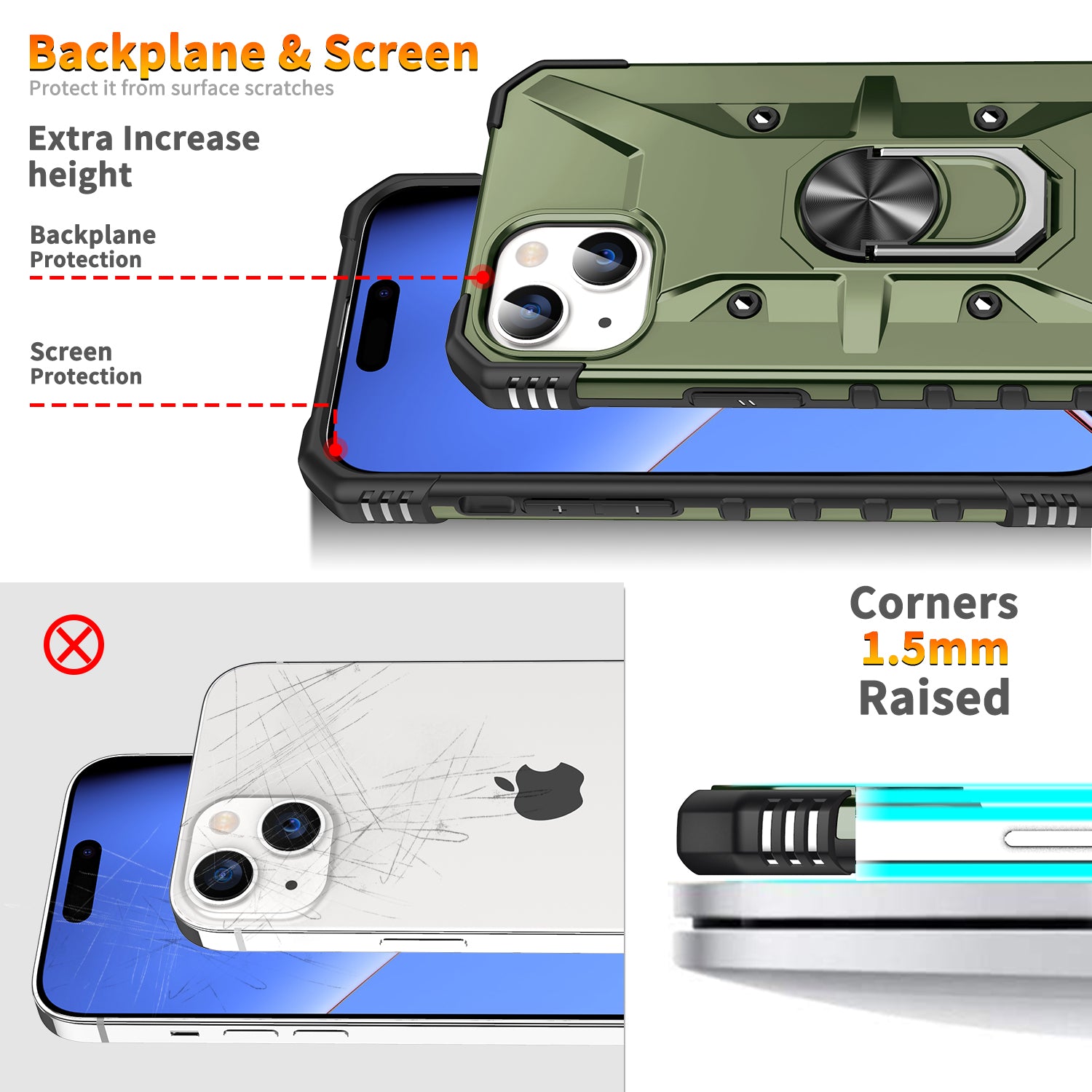 High-Quality Military Armor Protection iPhone Case with Camera Lens Cover and Built-in Kickstand | MagSafe Compatible Full Body Protective Cover for Apple iPhone 16/15/14/13/12 Pro Max Plus Mini | Armor Case