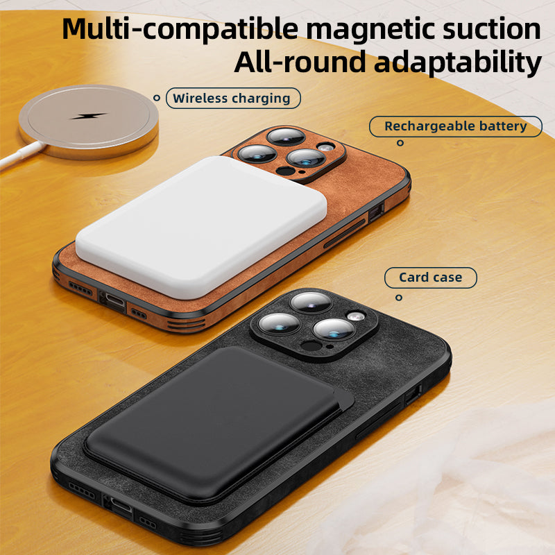 High-Quality Leather iPhone Case with Shockproof Camera Cover | MagSafe Compatible for Apple iPhone 16/15/14/13 Pro Max Plus Mini | Armor Protective Cover