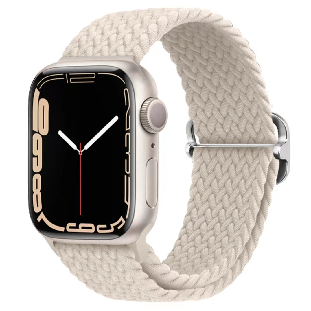 Luxus Nylon geflochtene Solo-Schlaufe für Apple Watch Armband 45mm 44mm 40mm Serie 9 8 7 6 5 4 SE2 Ultra | Verstellbares