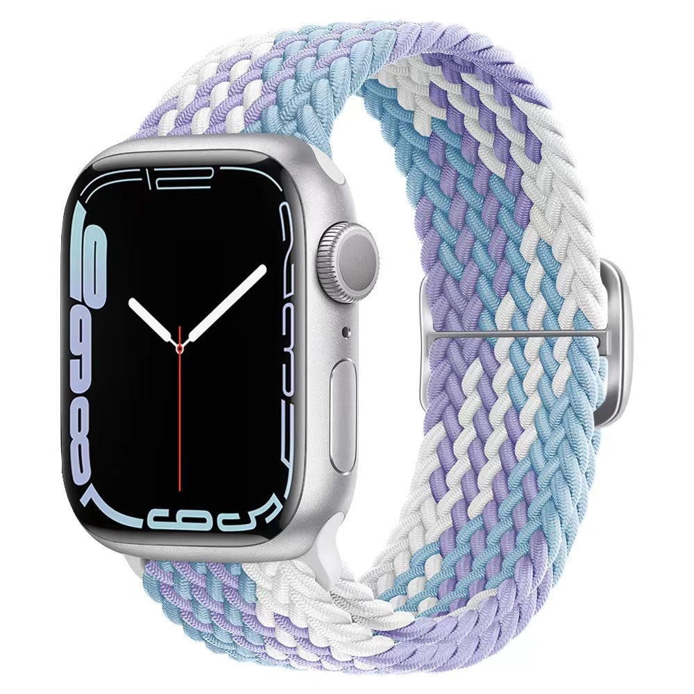 Luxus Nylon geflochtene Solo-Schlaufe für Apple Watch Armband 45mm 44mm 40mm Serie 9 8 7 6 5 4 SE2 Ultra | Verstellbares