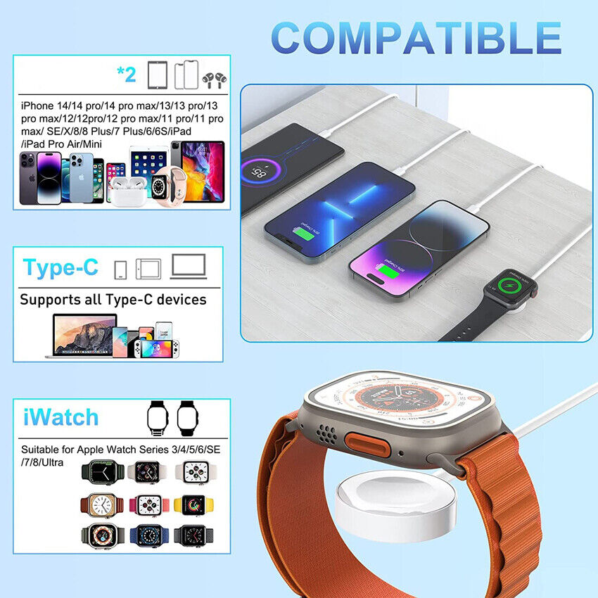 4-in-2 Gute Qualität USB-Lade-Datenkabel für iPhone Watch Ladegerät, iPhone Magnet Kabel | iWatch Typ-C Schnell