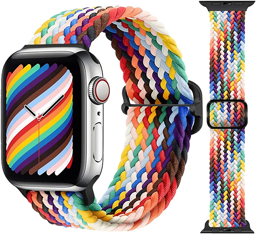 Luxus Nylon geflochtene Solo-Schlaufe für Apple Watch Armband 45mm 44mm 40mm Serie 9 8 7 6 5 4 SE2 Ultra | Verstellbares