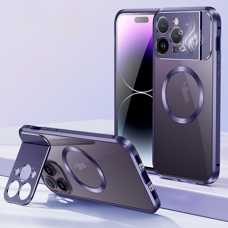 Premium iPhone Hülle MagSafe: Rundumschutz, Metallständer, magnetischer Kameraschutz | Aromatherapie, Unsichtbarer Objektivhalter | Case für Apple iPhone 17/17 Air, 16/16e, 15, 14, 13, 12 Pro Max Plus Mini | Stoßfest, Panzertasche, Stoßstangenabdeckung