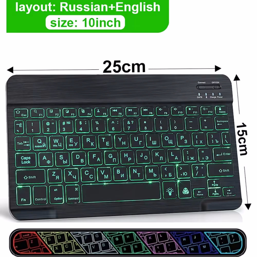 10-Inch Backlit for iPad/Pro/Air/Mini: 10/9/8/7/6/5/4/3 Series: Keyboard and Mouse Backlight | Premium Bluetooth Keyboard For iOS Android Windows Wireless Keyboard and Mouse