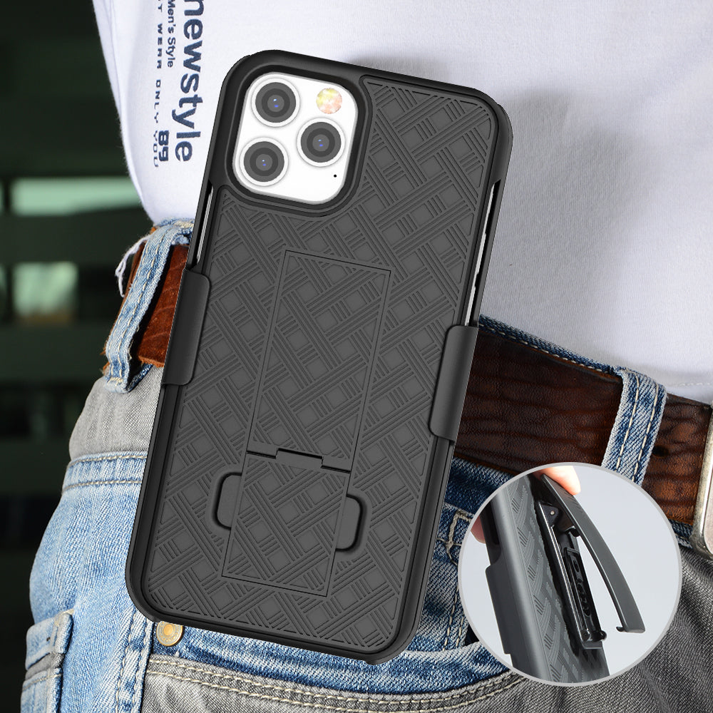 Hochwertige 2-in-1 Combo-Schutzhülle mit Hüftgurt-Clip und Ständer für iPhone