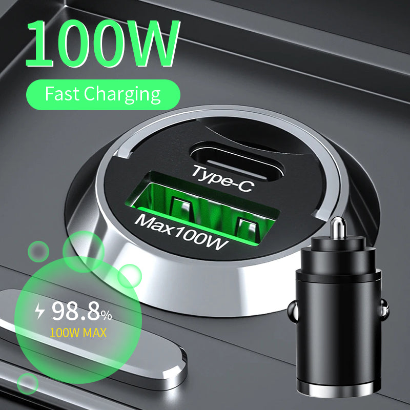 High-Quality 200W Mini Car Charger with Fast Charging for Smartphones, Apple iPhone, Samsung, iOS &Android, Xiaomi, Huawei | QC 3.0 PD, USB Type-C Car Phone Charger