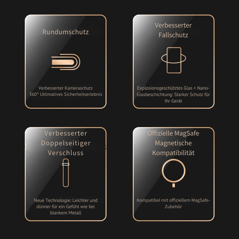 Magnetischer Glas-Metallrahmen Apple iPhone Hülle | Magsafe-kompatibel, 360° Vollschutz, Aluminiumlegierung, Transparente Glasschutzabdeckung mit Kameraschutz - Phone Heaven Zone