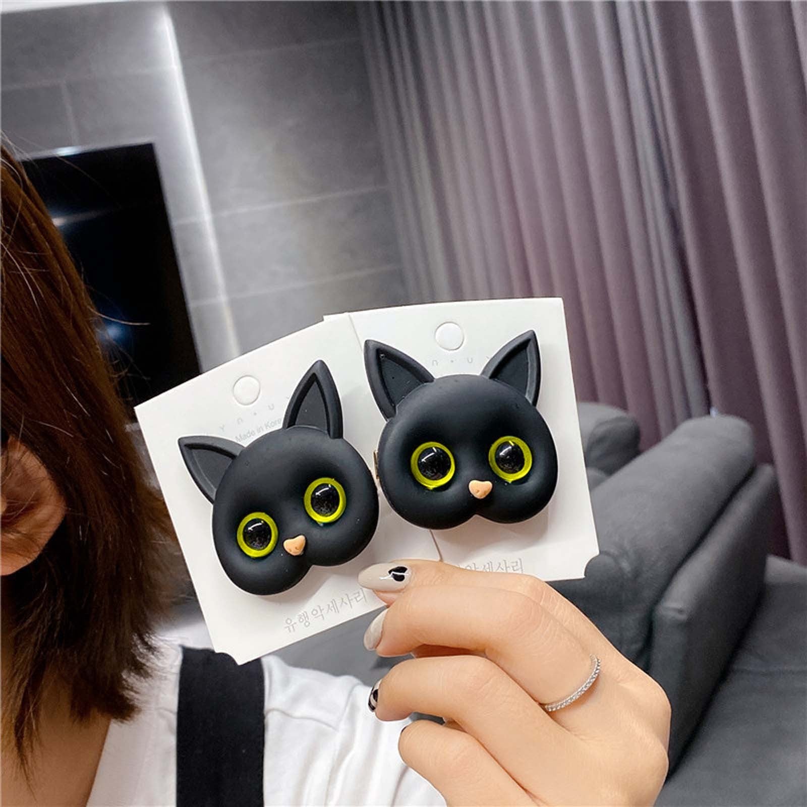 Luxury Air Sac Phone Holder Griptok with Kawaii 3D Cat Handy Finger Ring | Stand Grip Tok Handy Accessory for Smartphones, Apple iPhone, Samsung, iOS & Android | Stylish Phone Ring Holder