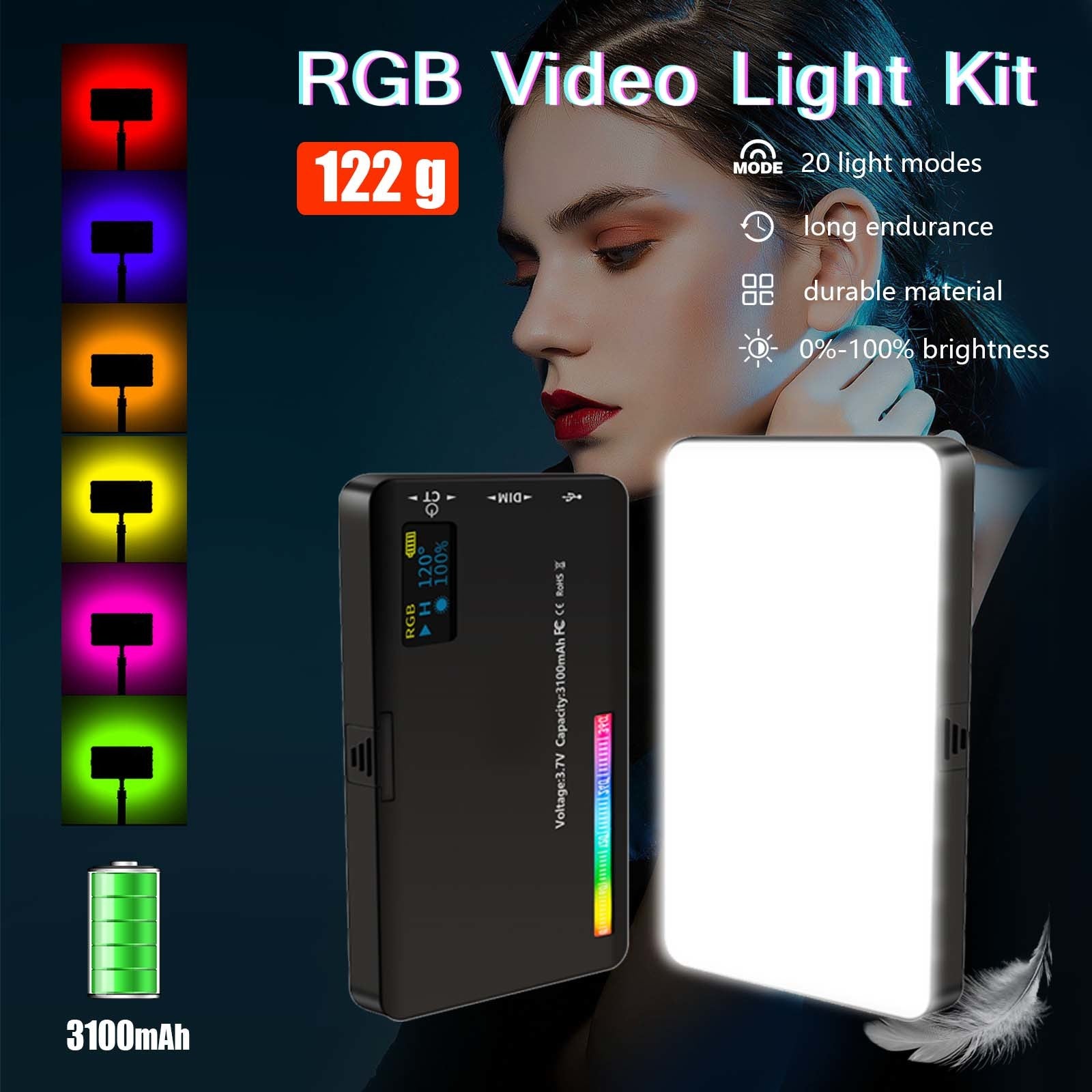 Premium RGB LED Video Light for Professional Video/Photography, Compatible with Smartphones, Apple iPhone, Samsung, iOS & Android & Professional Cameras, CRI95+, 2500-9000K, LCD Display, Cold Shoe, For Vlog & Live Streaming, Limited Edition