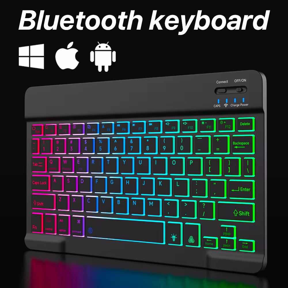 10-Inch Backlit for iPad/Pro/Air/Mini: 10/9/8/7/6/5/4/3 Series: Keyboard and Mouse Backlight | Premium Bluetooth Keyboard For iOS Android Windows Wireless Keyboard and Mouse