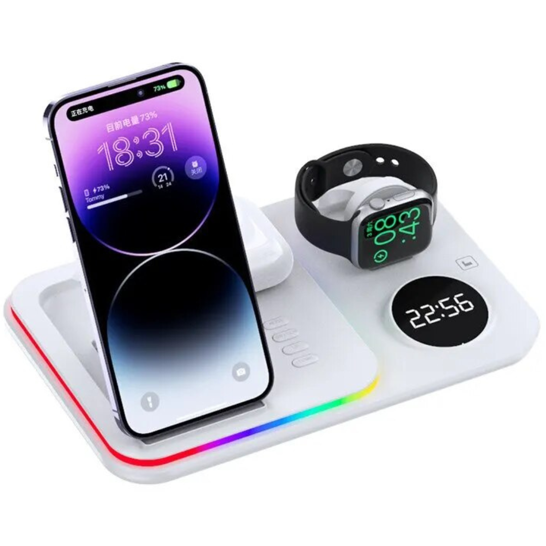 Kabellose Schnell Ladestation Wireless Fast Charging Dock, Ladegerät iPhone, Samsung, Android, Apple & Galaxy Watch, AirPods