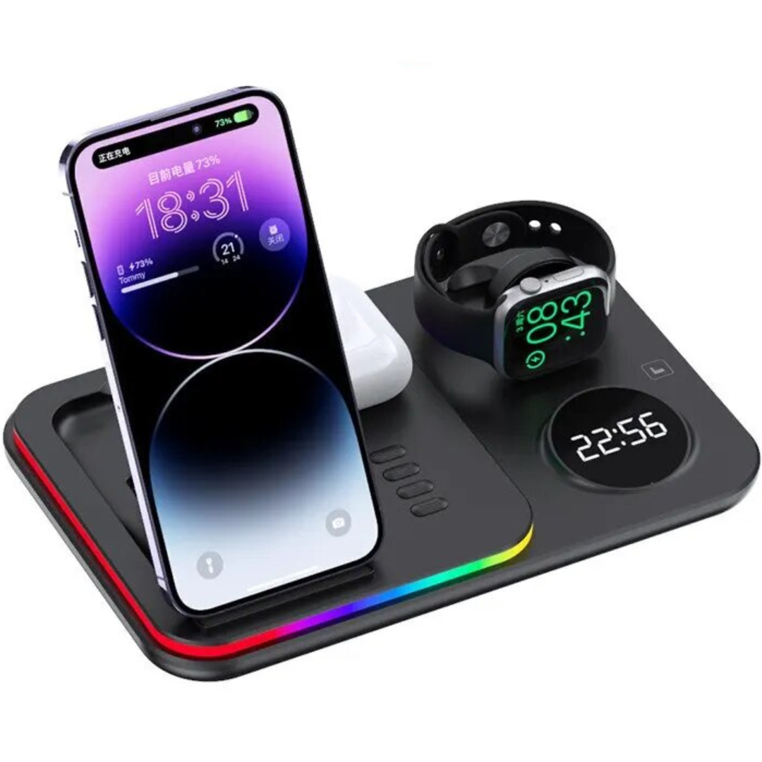 Kabellose Schnell Ladestation Wireless Fast Charging Dock, Ladegerät iPhone, Samsung, Android, Apple & Galaxy Watch, AirPods