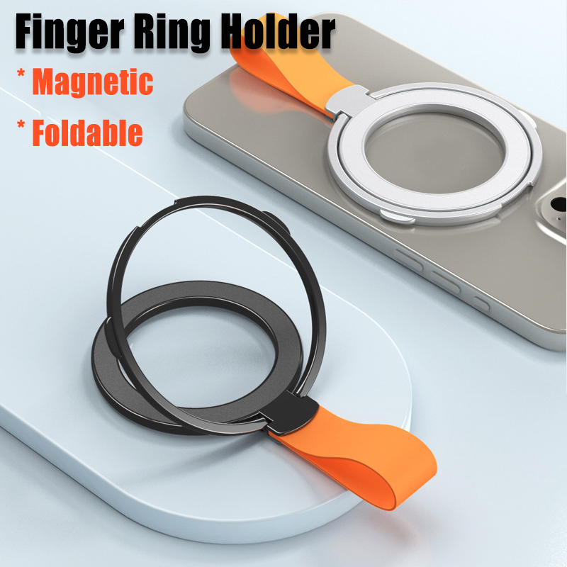 High-Quality Magnetic Phone Ring Holder for Smartphones, Apple iPhone, Samsung, iOS & Android Phone Stand with Strap: Compatible with Apple Samsung & Android | Detachable Phone Grip