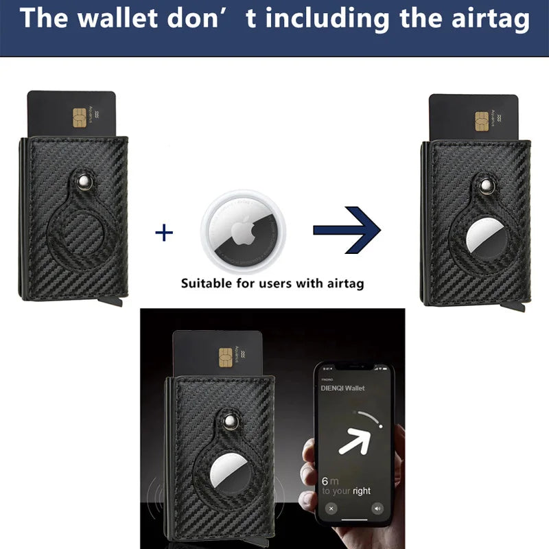 Smart Wallet for Men and Women with AirTag and Credit Card Holder - Leather Wallet for Money and Cards