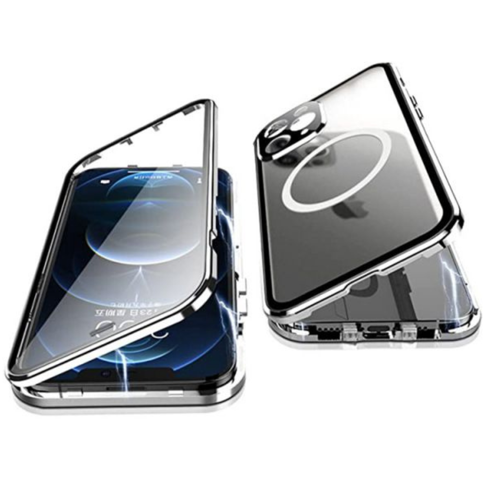 Magnetischer Glas-Metallrahmen Apple iPhone Hülle | Magsafe-kompatibel, 360° Vollschutz, Aluminiumlegierung, Transparente Glasschutzabdeckung mit Kameraschutz - Phone Heaven Zone