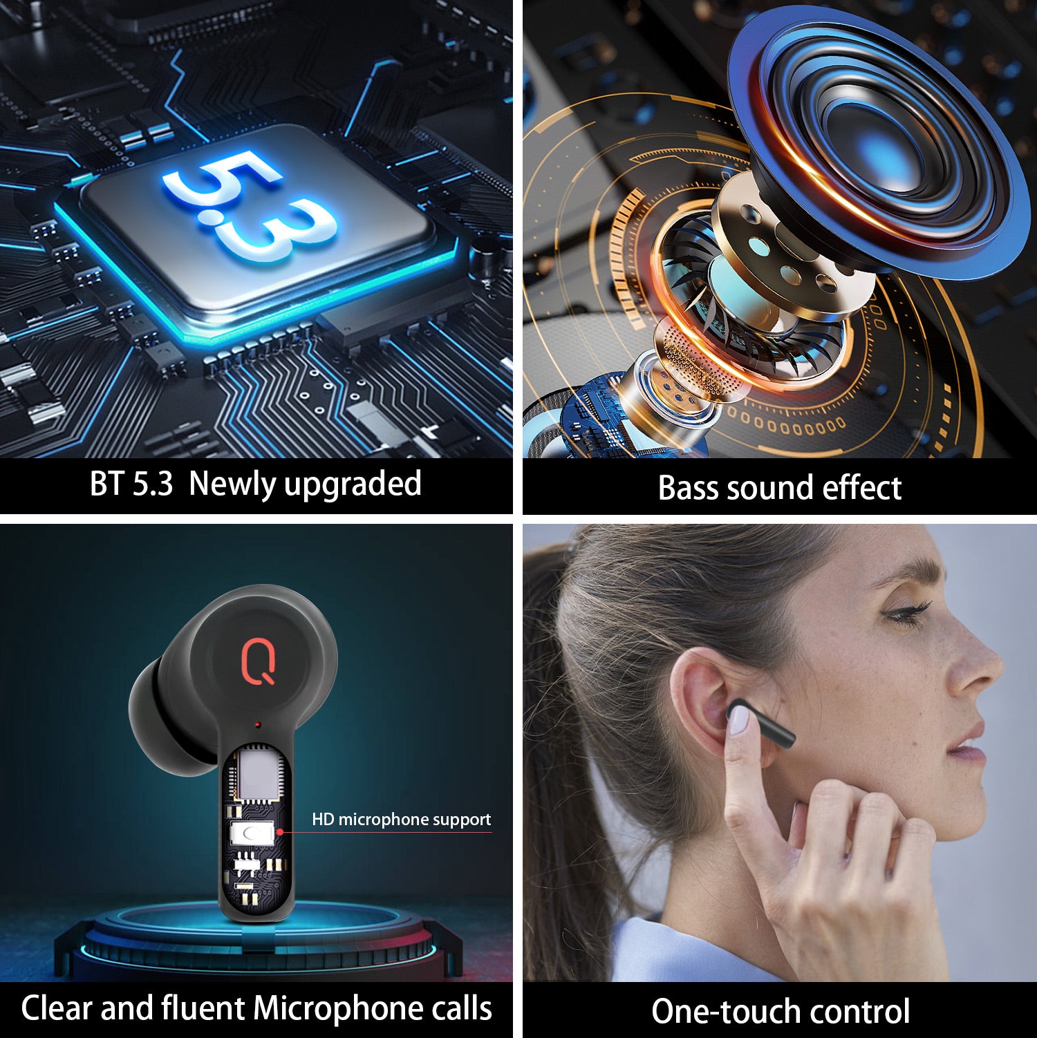 High-Quality Bluetooth 5.3 TWS Earbuds: HD Microphone, HiFi, 13mm Driver, Waterproof, Low Latency for Gaming/Fitness/Lifestyle