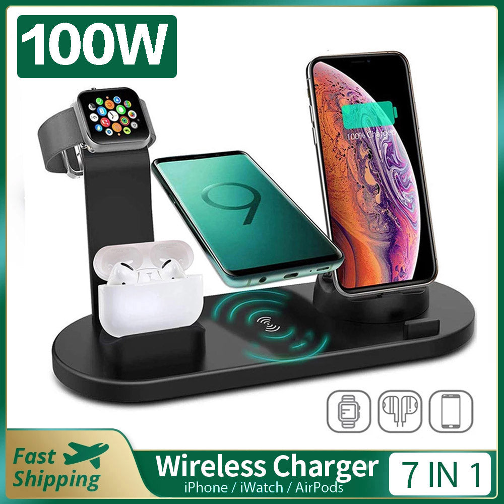 7 in 1 Wireless Fast Charging Station 30W, MagSafe Charger Docking Station & Stand | Fast Wireless Charging Station for Smartphones, Apple iPhone, Samsung, iOS & Android AirPods, Watch