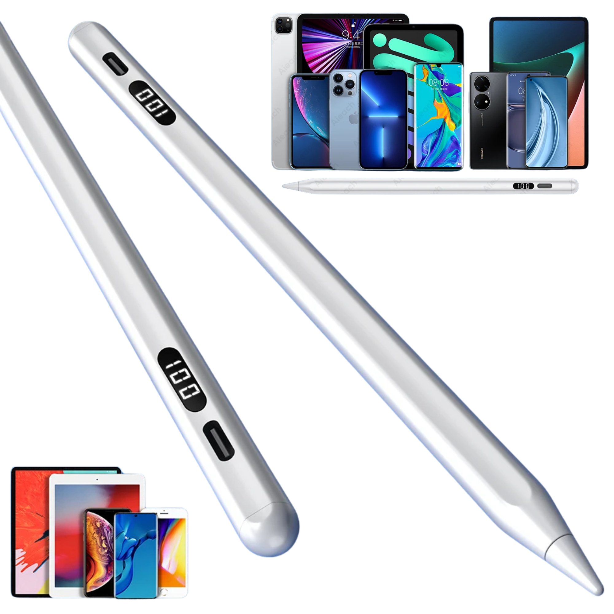 Premium AIeach A33 Stylus Touchscreens, Apple iPad Stift, Apfelstift, Android & iOS Tablet-Stift Power-Display\