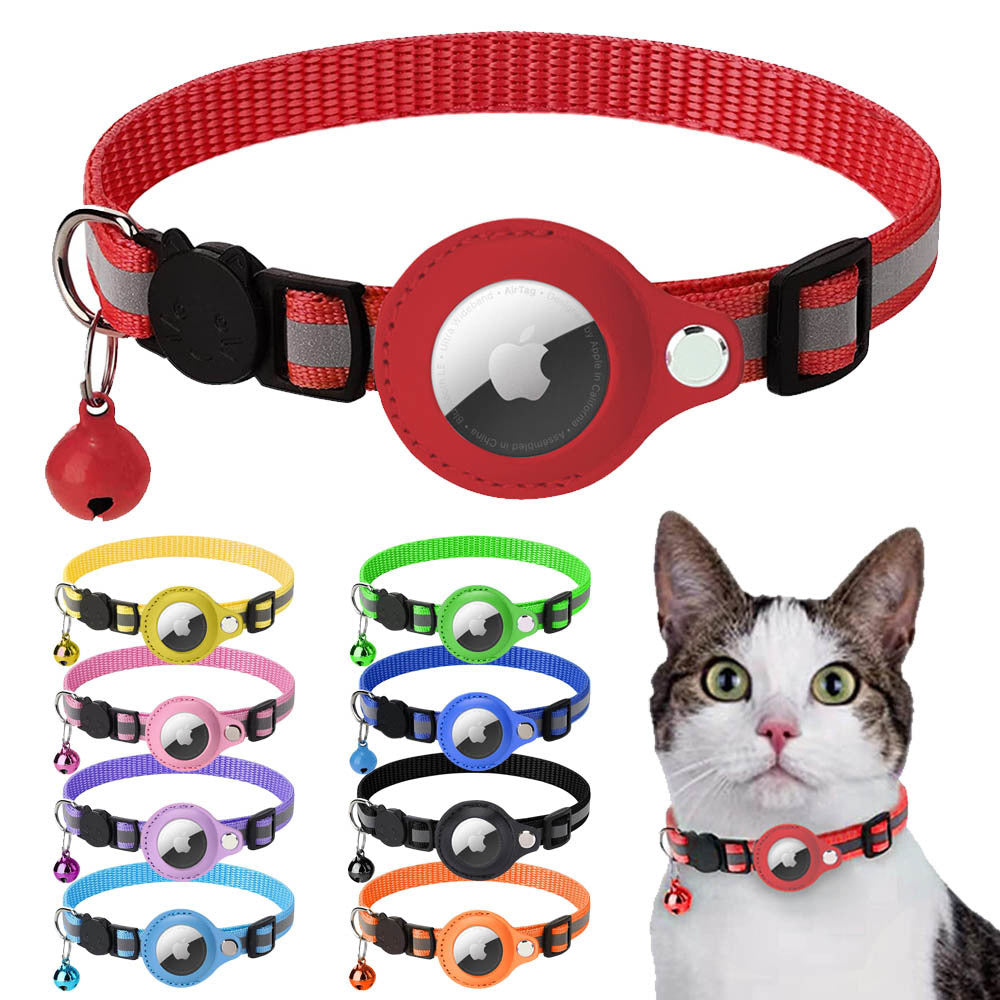 Premium Detachable AirTag Case & Collar for Cats: Reflective Cover with Apple AirTag Holder | Bell for Kitten Girls & Boys