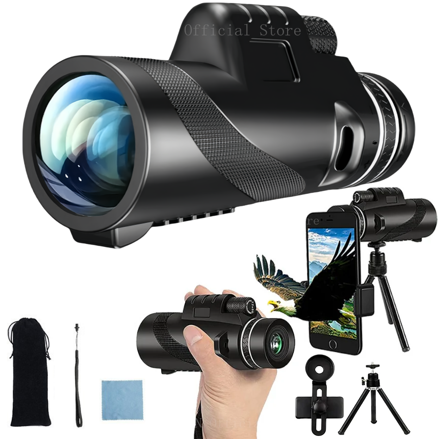 High-Quality Portable Zoom HD 5000m Telescope, Foldable, for Long Distances | Professional Mini Telescope, Powerful: Hunting, Sports, Outdoor, Camping, Travel | Smartphones, Apple iPhone, Samsung, iOS &amp; Android 