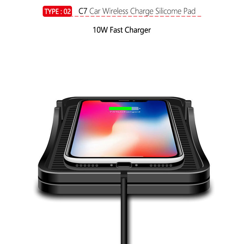 Premium 30W Wireless Car Charger - Silicone Anti-Slip Pad Cradle Dock for Smartphones, Apple iPhone, Samsung, iOS & Android | Fast Wireless Car Charging Station