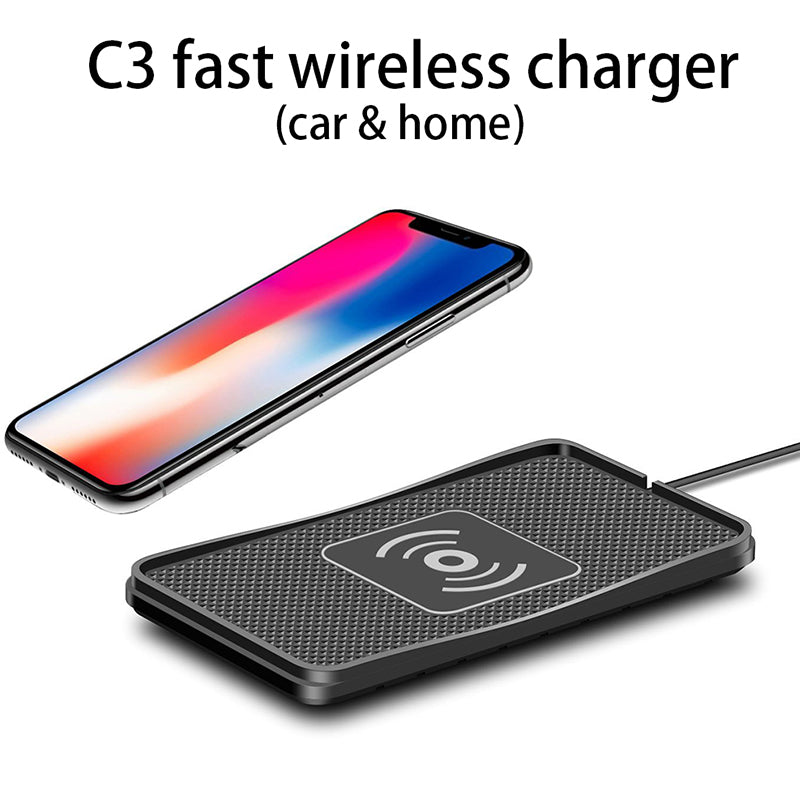 Premium 30W Wireless Car Charger - Silicone Anti-Slip Pad Cradle Dock for Smartphones, Apple iPhone, Samsung, iOS & Android | Fast Wireless Car Charging Station