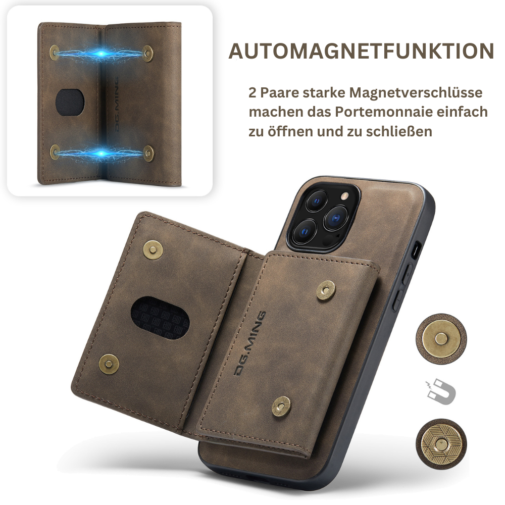 Premium 2-in-1 Magnetisches Geldbörse Leder Apple iPhone Hülle DG.MING 