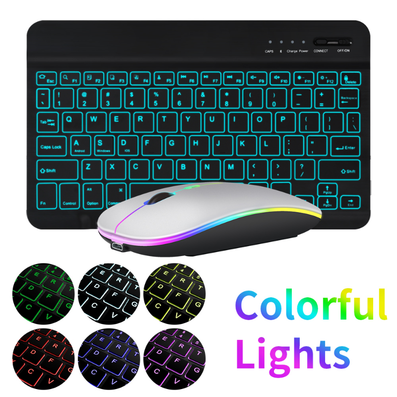 10-Inch Backlit for iPad/Pro/Air/Mini: 10/9/8/7/6/5/4/3 Series: Keyboard and Mouse Backlight | Premium Bluetooth Keyboard For iOS Android Windows Wireless Keyboard and Mouse