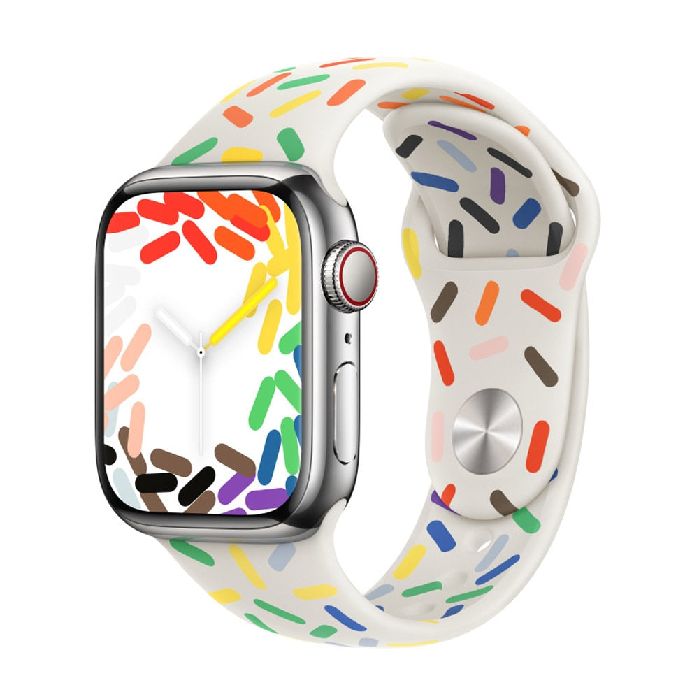 Silikon-Loop-Band Apple Watch Premium Handgelenkriemen | Colorful Pride Edition Armbandriemen | Bequem, Stilvoll.