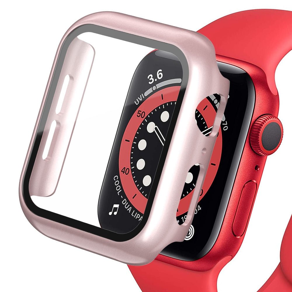 Gehärtete Glasschutz PC-Stoßfänger Apple Watch Serie 9/8/7/6/5/4/SE Schutzfolie Gehäuse 38mm, 40mm, 41mm, 42mm,