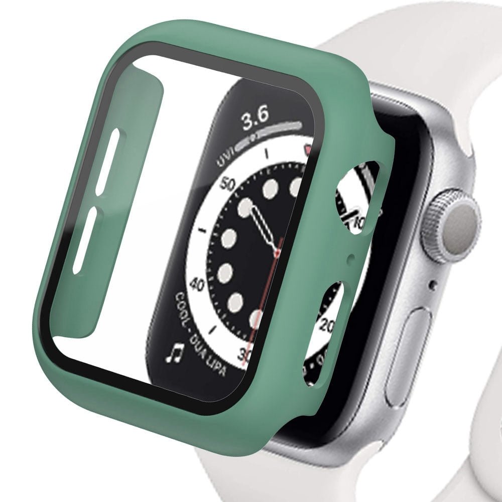 Gehärtete Glasschutz PC-Stoßfänger Apple Watch Serie 9/8/7/6/5/4/SE Schutzfolie Gehäuse 38mm, 40mm, 41mm, 42mm,